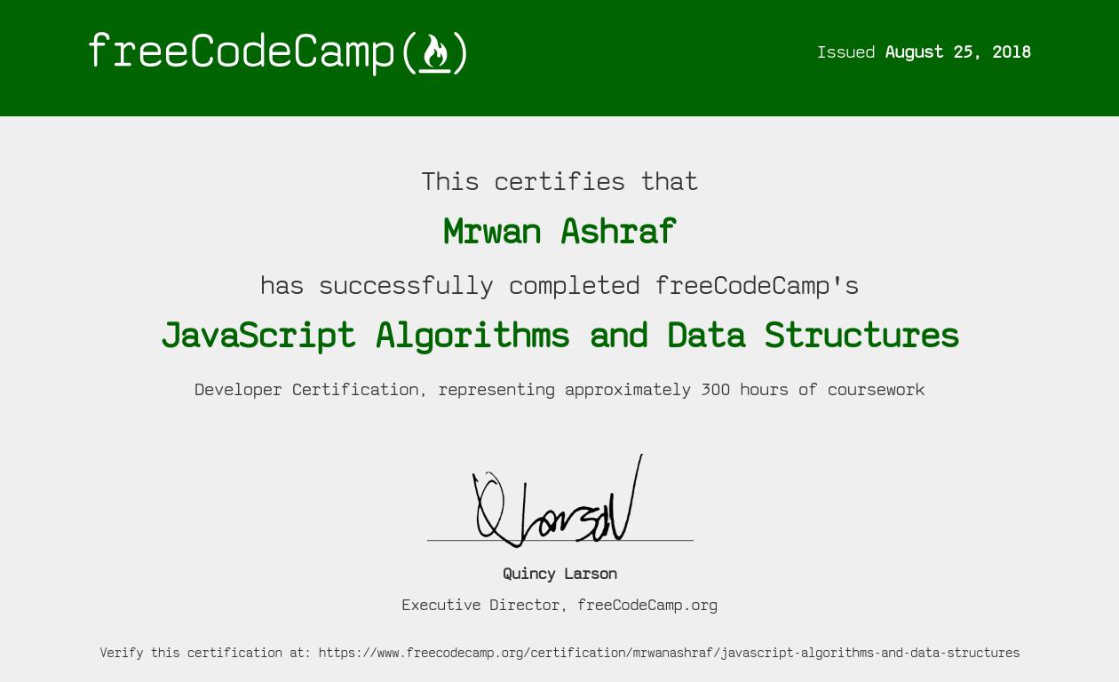 javascript algorithms and data structures certificate